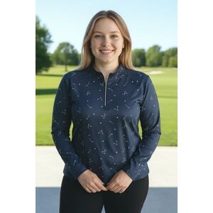 NWT Lady Hagen UV 1/4 Zip “Golf Clubs & Flags” Pullover Size XXL